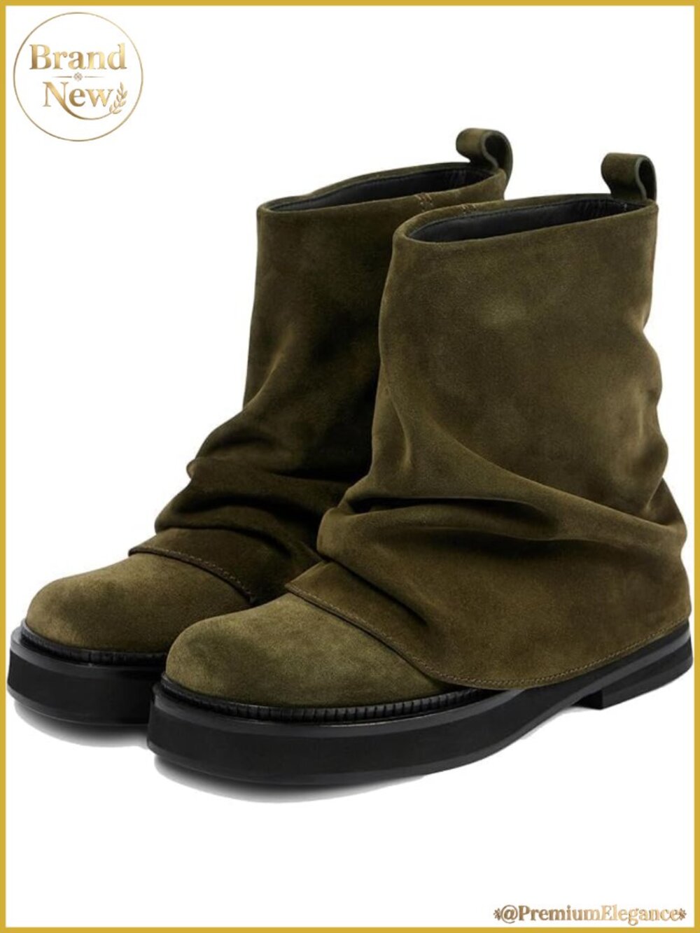 Slouchy Ankle Boots Suede Pull On Chunky Low Heel Platform Casual Boot